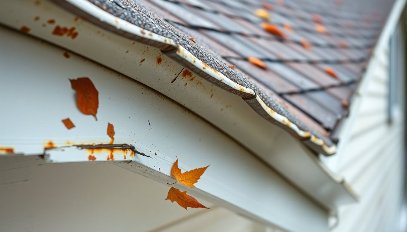 Professional gutter installation on residential home showing durable aluminum gutters and downspouts for longevity and maintenance