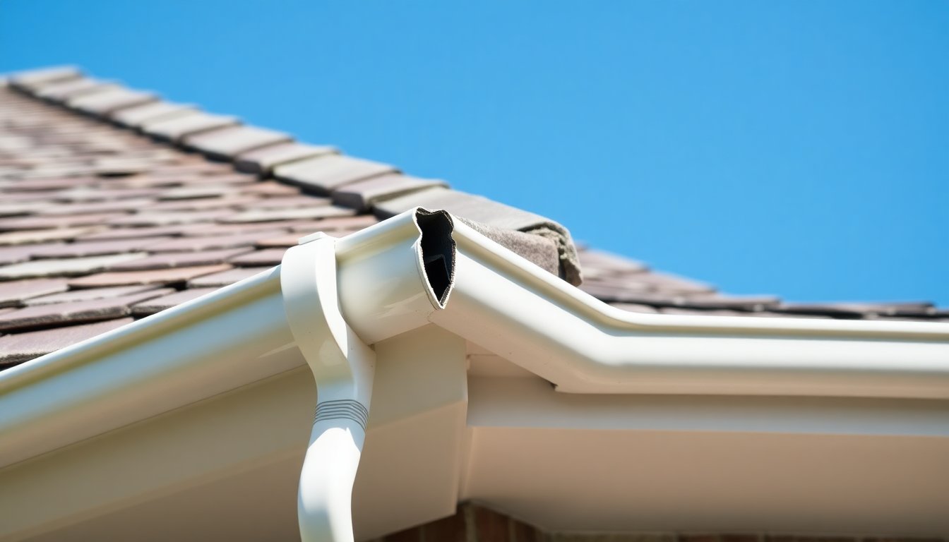 Diagram showing the ideal distance and proper positioning between gutters and the roofline for effective water drainage.