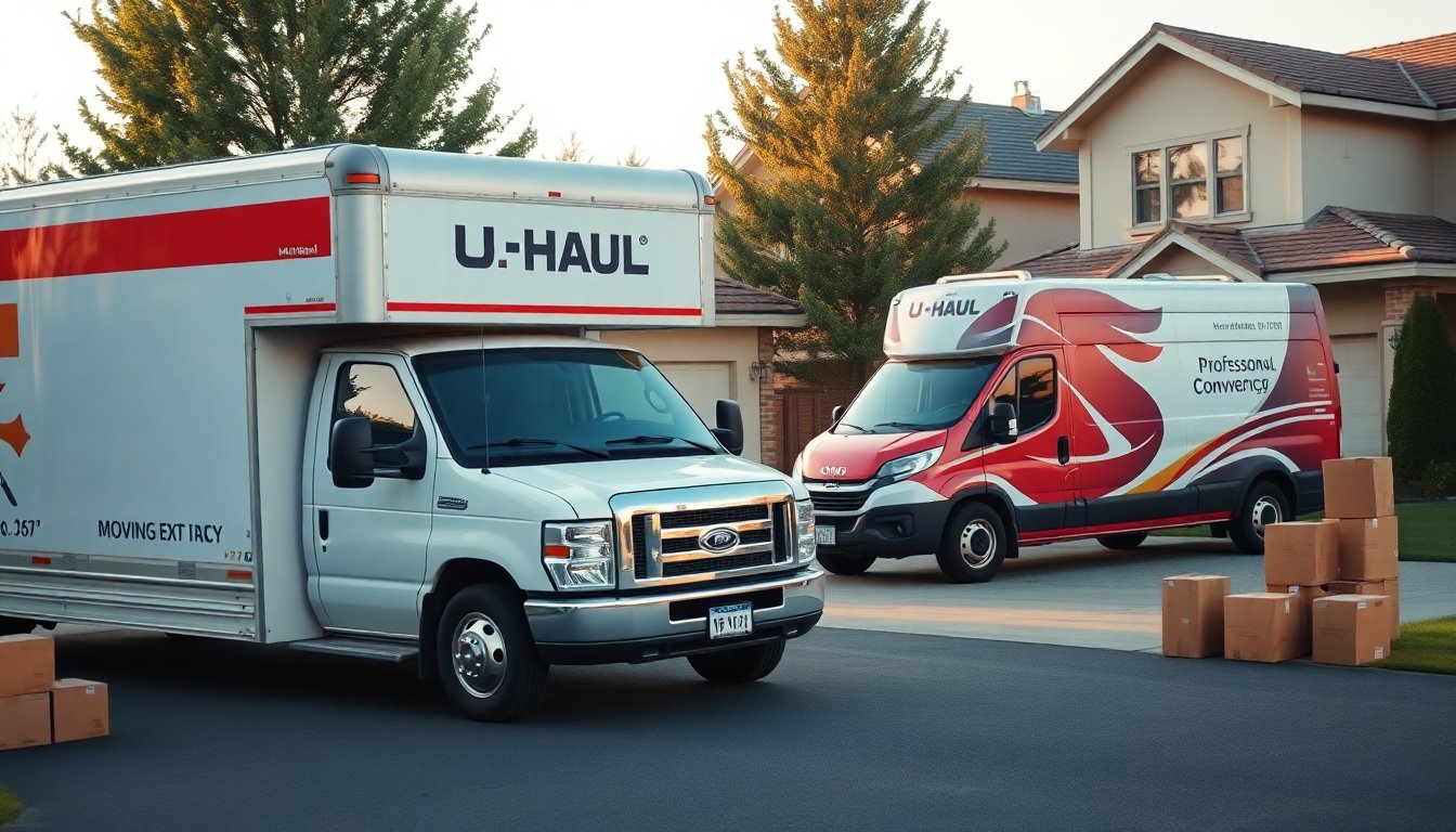 U-Haul rental versus professional moving company cost comparison chart showing side-by-side price differences
