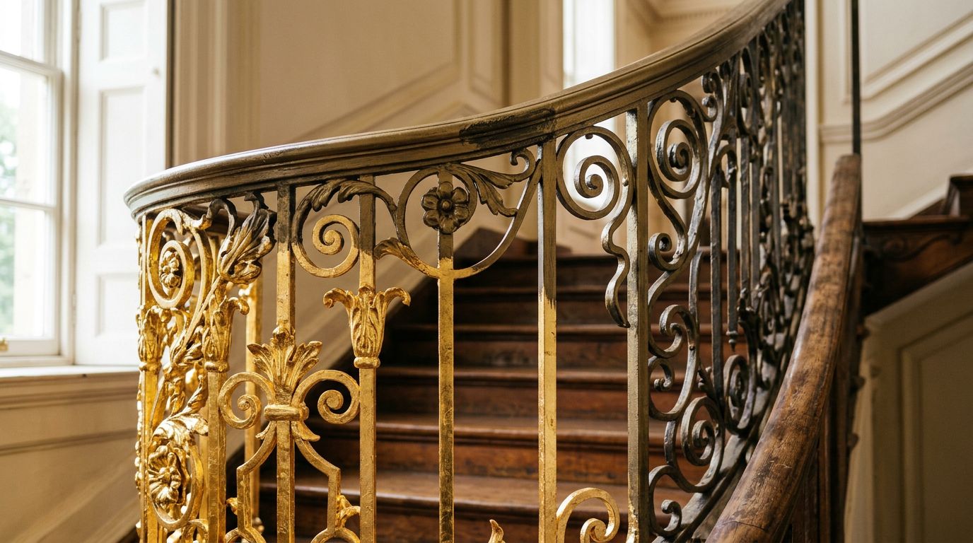 Gold Leaf vs Metallic Paint Stair Railings (2026 Comparison Guide) 4 Which Finish Lasts Longer on Stair Railings
