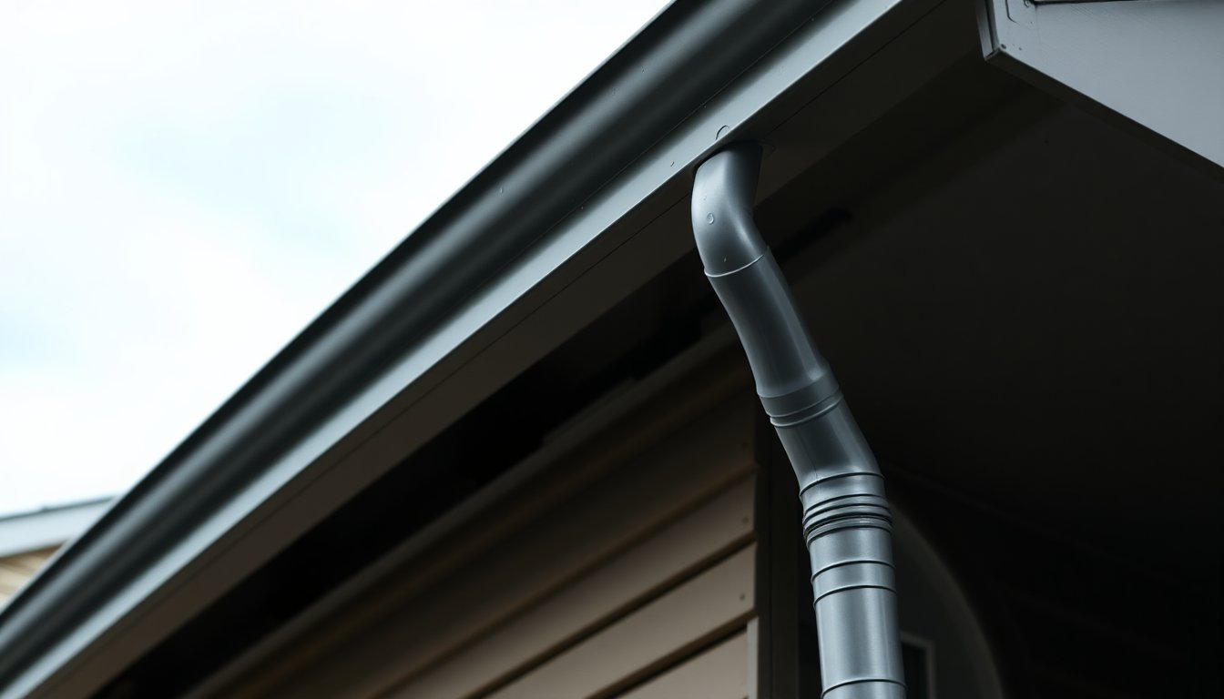 Properly positioned gutters directing rainwater away from a house to prevent water damage and ensure effective drainage.