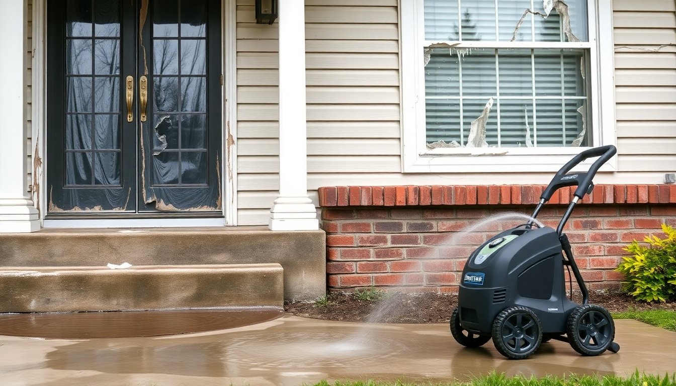Pressure washer settings guide showing safe PSI levels for various home exterior materials like vinyl siding, brick, wood, and concrete