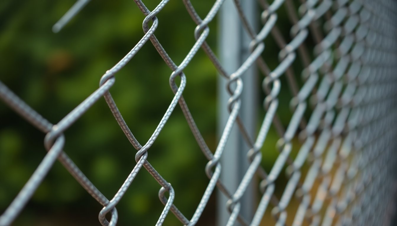 Galvanized steel chainlink fence showing the metal wire mesh material used in construction