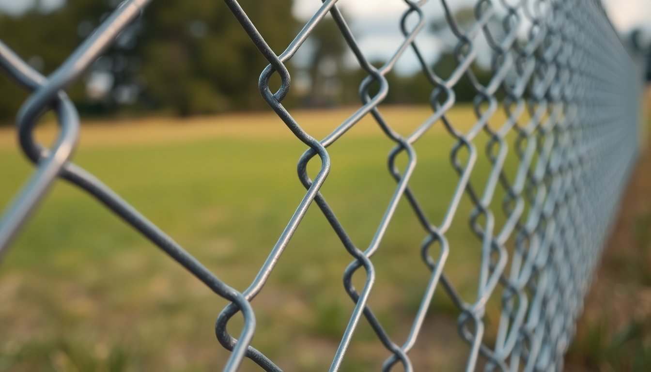 Different chainlink fence coating options including galvanized, vinyl-coated, and powder-coated finishes displayed side by side.
