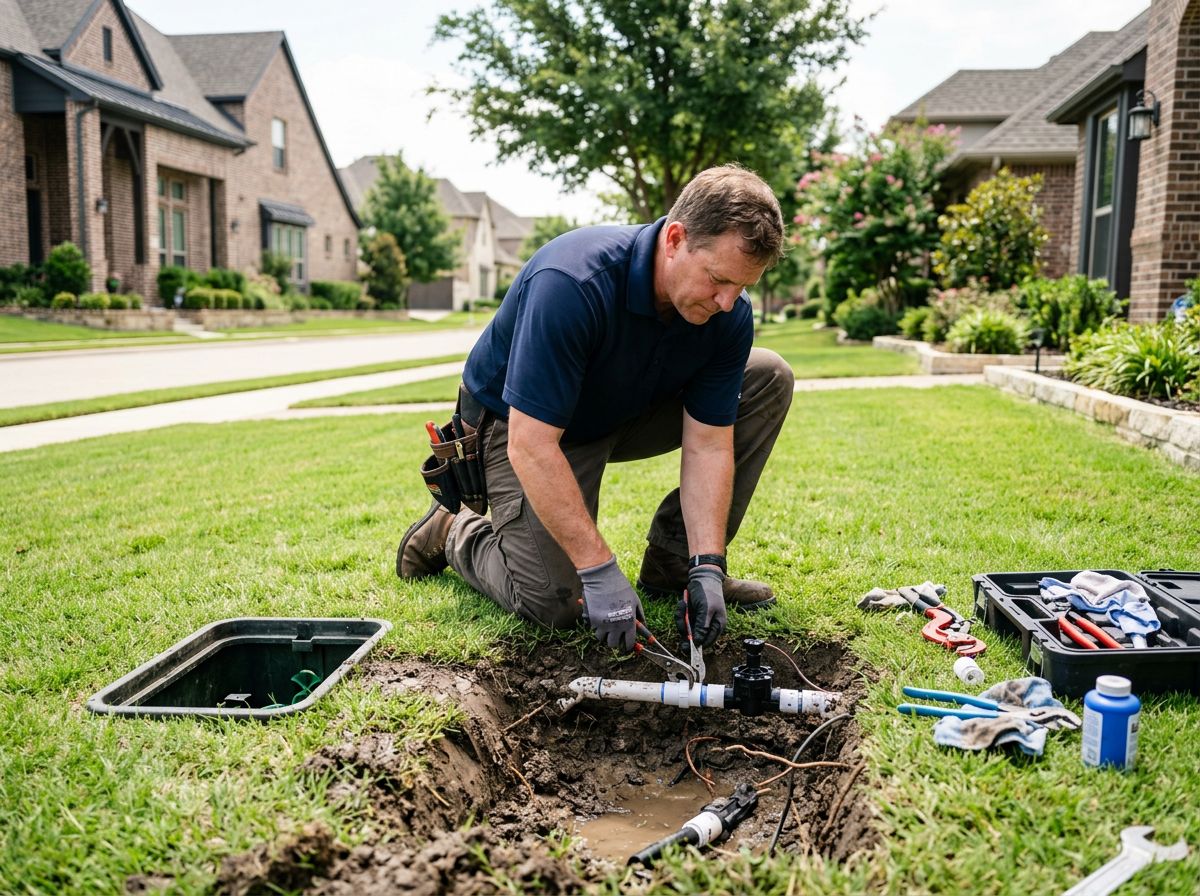 Collin County Sprinkler technician performing Lawn Sprinkler System Contractor at a property in McKinney